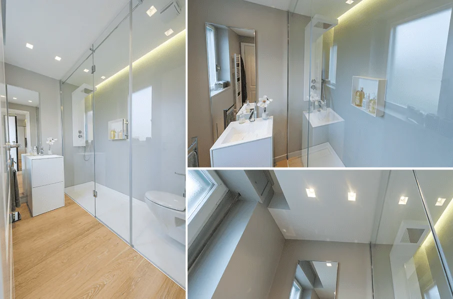 Equipo profesional ejecutando reforma de baño en vivienda